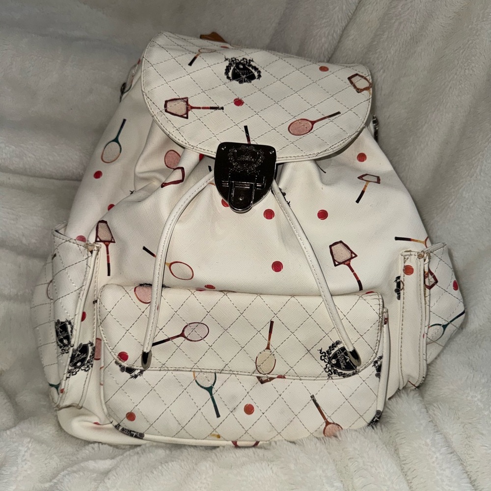 Elegant White Tennis Pattern Backpack